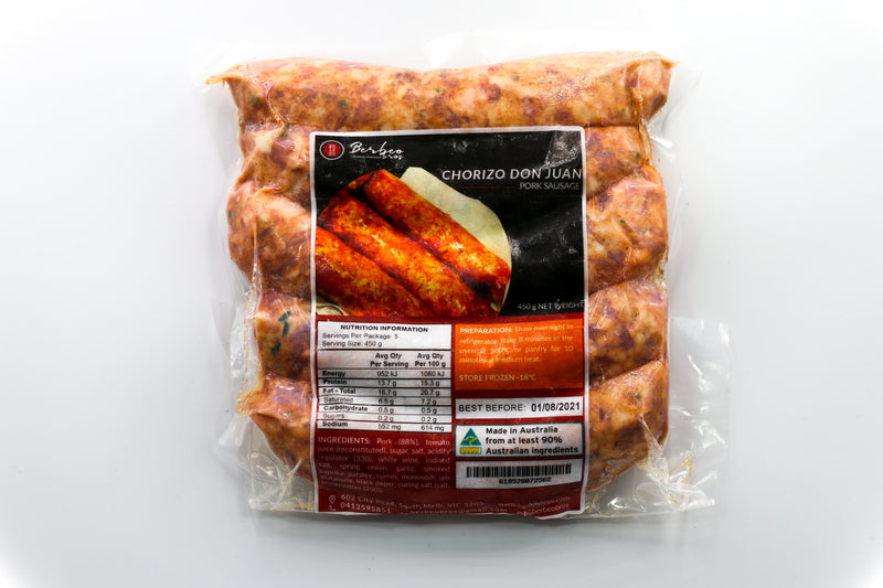 Pork Sausage Chorizo Don Juan Berbeo Pack of 5 (450gr)